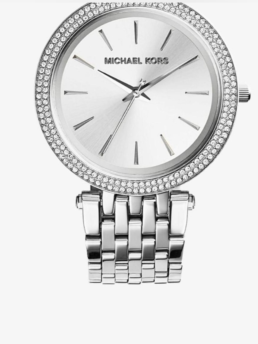 Michael Kors Silver-tone Crystal Bezel Stainless Link Watch - Picture 2 of 2
